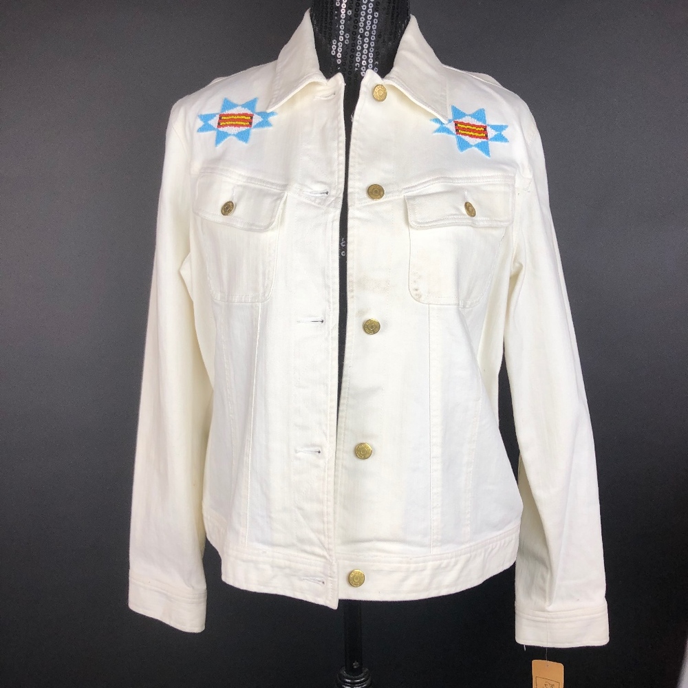 Ralph Lauren White Jacket Sz XL Beaded Vintage